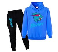 Kiamseay Lightning Cats YouTube Gamer Pull à capuche + pantalon en coton 2 pièces, Bleu marine 1., 7-8 ans
