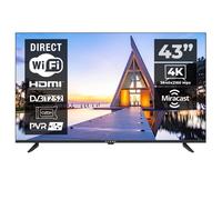 Kiano Elegance TV Smart Téléviseur 43"" Pouces 108cm | LED 4K Ultra HD TV UHD HDR | Android TV Bluetooth WiFi | 3x HDMI Triple Tuner