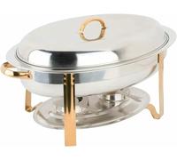 Kiaoeiuyti 6 litres à frottement Ovale 201 Acier en Acier Inoxydable à Plat de Buffet de Buffet Plateau Ensemble avec Casserole, Casserole, Cadre, Couvercle et Porte-Carburant Buffet Four ~ /, Or