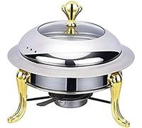 Kiaoeiuyti Buffet Rond en Acier Inoxydable Chafer, Plateau Alimentaire réchauffeur de bouffée Buffet Ensemble avec casseroles et Support de Carburant pour Les événements de fêtes Mariage, or-20 cm