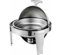 Kiaoeiuyti Plat de frottement en Acier Inoxydable 6,8 L Roll Top Round Buffet Warmer avec Pan Pan Pan de Carburant Pan de Carburant pour Garder Les Aliments au Chaud pour Tous Les événements ~ /