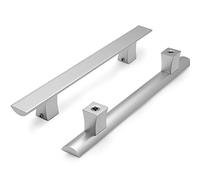 Kiaoeiuyti Poignée de porte en alliage en aluminium Silver, bar à arc pour le devant/la chambre/studio/banque/porte de l'hôtel, 32 40 50 60 cm de longueur de porte oscillante bilatérale (argent 50