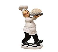 KiaoTime Figurine de Chef pour décoration de Cuisine, Chef Italien Tenant Une Assiette de pâtes, Statue de Chef pour comptoir, Armoire, Placard, décoration pour la Maison, la Cuisine, Le Restaurant