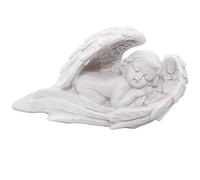 KiaoTime Lot de 2 Figurines en résine adorables chérubin Anges Gardiens de Jardin d'ange Sculpture Mignonne Collection Ailes d'ange 11 cm, Résine, Sleeping Baby Angel in Wings, 7.5" x 3.75" x 2.5"
