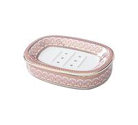 KiaoTime Porte-savon en céramique pour salle de bain et douche, porte-barre de savon rose avec égouttoir, grand porte-savon pour le visage et le corps, bac à savon pour la salle de bain, la cuisine