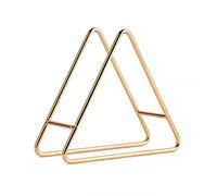 KiaoTime Support de dessous de verre triangulaire moderne en fer doré pour courrier DVD disque support de rangement pour dessous de verre rond et carré convient pour 4 à 9 dessous de verre, 15,2 cm
