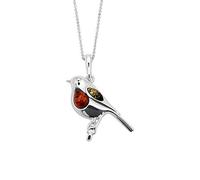 Kiara Jewellery Collier en argent sterling 925 avec pendentif en ambre de la Baltique multicolore sur une chaîne en argent sterling de 45,7 cm.