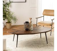 Kiara - table basse en bois recyclé ovale 135x70cm plateau chevrons