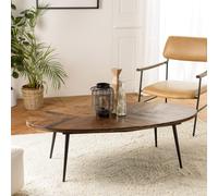 Kiara - table basse ovale 135x70cm plateau chevrons kiara (2 colis)