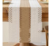 Kiatuniya Chemin de Table Beige et Marron Boho Table Decor Macramé Crochet Dentelle Moderne Centre Nappe Décoration Étroit Vintage Ferme Court Mariage Fête Table Décoration Extérieur 30x180 cm