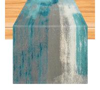 Kiatuniya Chemin de Table Bleu Turquoise 33 x 183 cm décoration de Table Art Moderne Table au Chemin de Table Sarcelle Court Décoration de Table Lavable pour Fête Mariage Vacances Cuisine Décoration