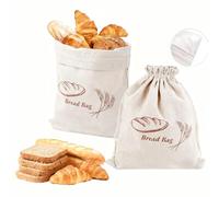 KiauFdcf Lot de 2 Sacs à Pain Réutilisables 38 x 30 cm - Doublure TPU pour Prolonger la Fraîcheur - Stockage Pain Maison, Pommes de Terre et Aliments - Tissu Lin Naturel