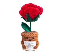 KIAYOO Cadeau Rose, Décorations de Bureau pour la Maison et Le Bureau, Positive Fleurs au Crochet Cadeau pour Lui Elle Hommes Femmes Amis Petit Ami Anniversaire Noël Saint-Valentin
