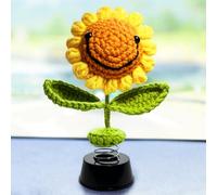 KIAYOO Decoration Voiture,Tournesol au Crochet Décorations du Tableau de Bord,Jouets Voiture Intérieur,Auto Accessoires Ornement Bobble Head Cadeau Homme Femme d'anniversaire, de Noël, de Nouvel an