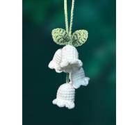 KIAYOO Pendentif de Rétroviseur Voiture Lys de la Vallée Tricoté, Décoration Voiture Mignonne pour Rétroviseur, Accessoire Intérieur Cadeau d'Anniversaire Noël Nouvel An pour Filles Femmes Amies Blanc