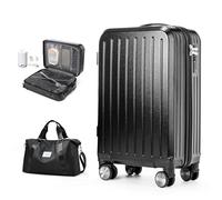kibachev Valise sous Vide de 20 Pouces avec Sac de Voyage et Pompe, Valise Cabine avec 4 Roues Universelles, Noir