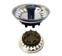 Kibath 200403 Bouchon d'évier en Acier Inoxydable avec Fermeture Caoutchouc. Diamètre : 7,5 cm, Finition chromée Brillante et Noire