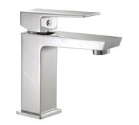 Kibath 417351 Robinet mitigeur de lavabo VER design fin et carré Fabriqué en laiton et finition chrome brillant. Comprend des ferrures, des bâtonnets et une cartouche. Pièces de rechange garanties.