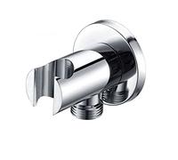 Kibath 424392 Support Mural pour pommeau de Douche avec Prise d'eau. Forme Ronde avec Finition en Chrome Brillant. Fabriqué en Laiton