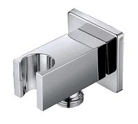 Kibath 434392 Support Mural pour pommeau de Douche avec Prise d'eau. Forme carrée avec Finition en Chrome Brillant. Fabriqué en Laiton