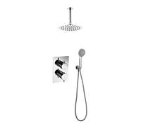 Kibath 463351 Robinet thermostatique encastré PO. Sortie à 2 voies : pommeau de douche à encastrer avec finition arrondie en chrome brillant, fabriqué en laiton