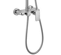Kibath L154054 Robinet mitigeur pour colonne Combi à 3 voies double, trois sorties d'eau douche, flexible et baignoire, chrome brillant