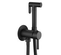 Kibath L474651 Robinet pour WC, noir hygiène intime pour remplacement du bidet, mitigeur eau froide et chaude avec douche à main, design rond, noir mat