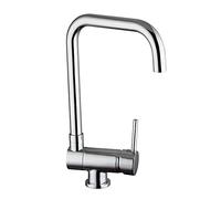 Kibath L483561 Robinet mitigeur de cuisine rabattable à 180° avec bec haut et orientable, pour éviers avec peu d'espace ou fenêtres à proximité, fabriqué en laiton, finitions chromées brillantes