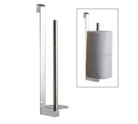 Kibath Porte-rouleau latéral pour meuble de salle de bain ou chasse d'eau sens vertical suspendu avec adhésif Fabriqué en acier inoxydable avec finitions chromées brillantes. Pièces de rechange