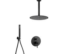 Kibath Robinet de Douche encastré monocommande Ours équipement de Plafond Finition Noir Mat fabriqué en Laiton