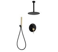 Kibath Robinet de Douche encastré monocommande Ours équipement de Plafond Finition Noir Mat fabriqué en Laiton