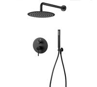 Kibath Robinet de Douche encastré monocommande Ours équipement Mural Finition Noir Mat fabriqué en Laiton