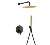 Kibath Robinet de Douche encastré monocommande Ours équipement Mural Finition Noir Mat fabriqué en Laiton