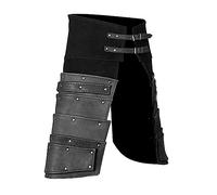 KiBcsLic 1 Paire Protège-jambes Couvre-bottes Médiévales Pirate Costume Cosplay Cuir PU Réglable Décor Métal pour Hommes Convient pour Représentations Théâtre, Noir