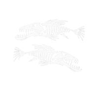 KiBcsLic 2 Autocollants en Forme de Poisson, Accessoires de Décoration pour Voiture, Autocollants pour Véhicules, Autocollants Latéraux pour SUV et Camping, Blanc