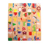 KiBcsLic 28 Dominos Animaux, Puzzle En Bois, Jeu D'association et de Reconnaissance Des Formes pour Développer L'imagination Des Filles et