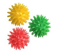 KiBcsLic 3 Pièces Boule de Massage Balle D'Exercice Manuelle Portable Rouleau Plantaire Boule de Détente Dos à Picots Adaptée pour Gym Maison Bureau Centre Spo, Rouge