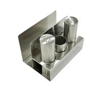KiBcsLic 4 Pièces Bocal Assaisonnement Range Condiments Porte Serviette Distributeur -dents En Acier Inoxydable Adapté pour Repas Café Domicile, Acier Inoxydable