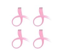 KiBcsLic 4 Pièces Extension de Cheveux Colorée Pince Clip En Accessoire Perücke Longue Lisse pour Femme Fille Fil Haute Température Mélange Naturel Adapté à Co, ROSE