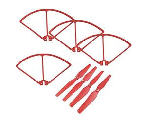 KiBcsLic 4 Pièces Hélice Drone RC Garde Hélice Protection Couverture Plastique Léger Adapté Escapades Extérieures Usage Collectif, Rouge