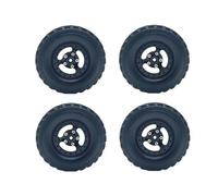 KiBcsLic 4 Pièces Pneus Voiture RC Set Remplacement Roues Jantes Caoutchouc Métal Léger Construction pour Jouet Modèle RC Compétition Animation, Noir