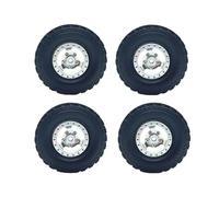 KiBcsLic 4 Pièces Pneus Voiture RC Set Remplacement Roues Jantes Caoutchouc Métal Léger Construction pour Jouet Modèle RC Compétition Animation, Argent