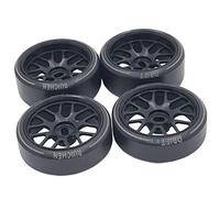 KiBcsLic 4 Pièces Pneus Voiture Télécommandée Roues Jantes Caoutchouc Alliage Résistant Amélioration Voitures Miniature Utilisation Collection, Noir 27mm,