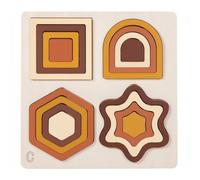 KiBcsLic 4 Pièces Puzzle Géométrique en Bois Coordination Œil-Main Plateau D'encastrement de Formes Pensée Spatiale Puzzle de Reconnaissance des Formes, Puzzle 3D Formes Maillard Modèle C