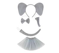 KiBcsLic 5 Pièces Costume D'Éléphant Complète avec Serre-tête à Oreilles Nœud Papillon et Jupe pour Devenir Adapté pour Séances Photo et F, avec Jupe