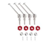 KiBcsLic 8 Pièces Arbre de Transmission Jouet Voiture Ensemble Cardans Acier Accessoires Assemblage Adapté à 1/16 Voiture Télécommandée Passion Cadeau, rouge