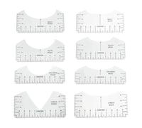 KiBcsLic 8 Pièces Guide de Placement T Shirt Outil D'Alignement Précis PVC Règle de Centrage pour Motifs Devant Derrière Règle Artisanale DIY Convient Aux, Transparent