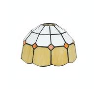 KiBcsLic Abat-Jour En Verre Coloré Design Rétro Abat-Jour En Verre Coloré Accessoire de Luminaire pour Restaurant, Bar, Jaune Gingembre Et Blanc, Tiffany