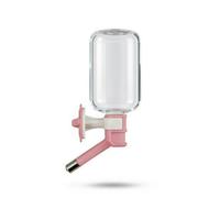 KiBcsLic Abreuvoir à Bille Suspendu Bouteille d’Eau avec Support Démontable Gourde pour Cage, Rose, Ensemble Carré