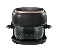 KiBcsLic Air Fryer avec Plateau Allongé En Verre Transparent Panneau Digital Four Multifonction Sans Huile Capacité 4L Vision à 360° Pendant La Cuisson, Noir